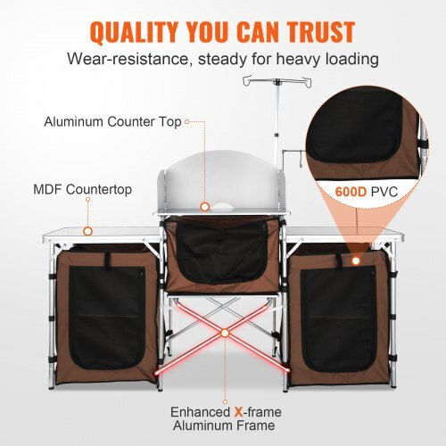 Vevor Aluminium Campingmöbel Für Camping Plegbares Schrank 174x176x46cm Braun