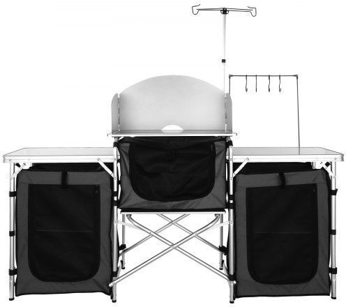 Vevor Τραπέζι Αλουμινίου για Camping Πτυσσόμενο 174x176x46cm Μαύρο