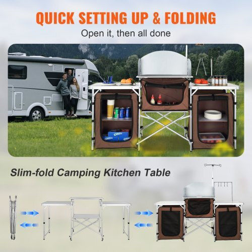 Vevor Aluminium Campingmöbel Für Camping Plegbares Schrank 174x176x46cm Braun