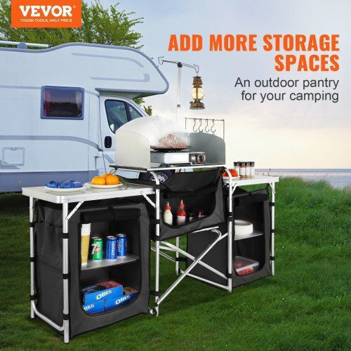 Vevor Τραπέζι Αλουμινίου για Camping Πτυσσόμενο 174x176x46cm Μαύρο