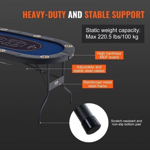 Vevor 72" Oval Casino 8-Person Folding Poker Table