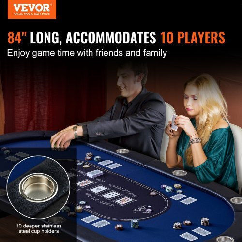 Vevor 84" Oval Casino 10-Person Folding Poker Table