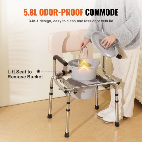 Vevor Toilettenstuhl mit Rückenlehne 5800ml WLKBS350BGRZ6CIGBV0
