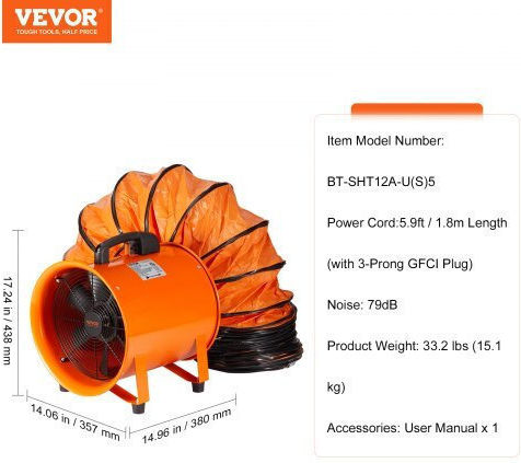 Vevor Industrial Ducts / Air Ventilator 305mm