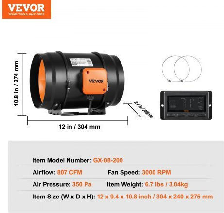 Vevor Industrial Ducts / Air Ventilator 203.2mm