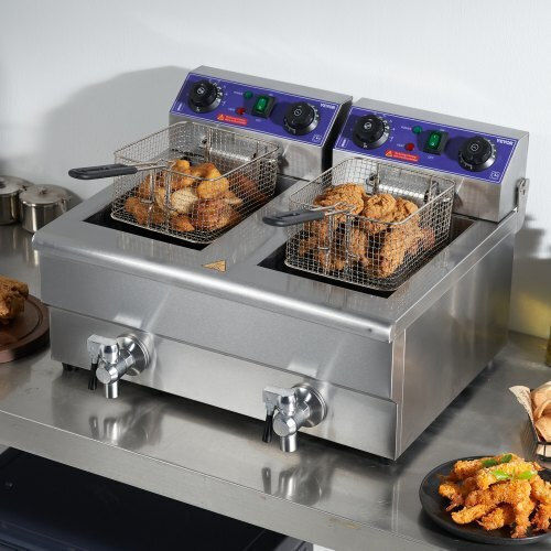 Vevor Elektrische Fritteuse Doppel 6kW Kapazität 2x11.6lt
