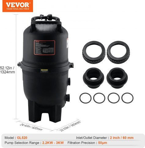 Vevor Pool Filter 49 sq.m for Inground & Above Ground Pools Spa Inflatable Pools Yctsglqdxycb9f620v0