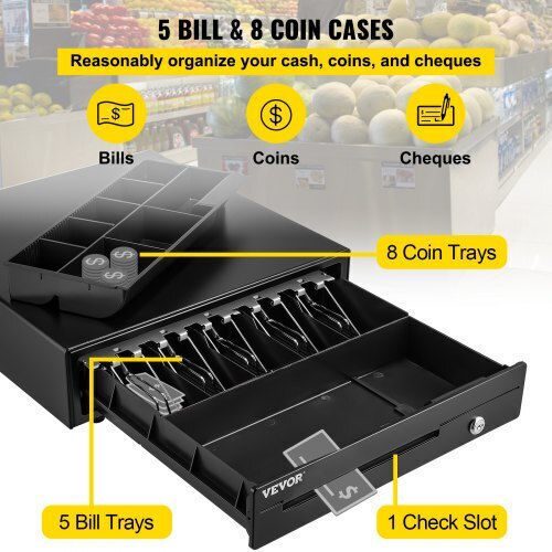 Vevor Cash Drawer with 8 Coin Slots and 5 Slots for Bills