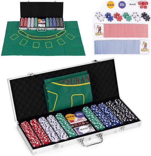 Modernhome Set 500 Poker Chips 40mm with 5 Decks and Felt