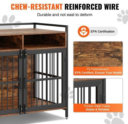 Vevor Dog Wire Cage Large Brown 104x59.9x57cm