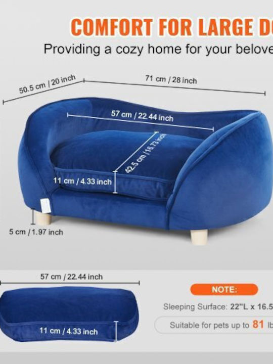 Vevor Pet Sofa Medium Size Dog Cat Soft Velvet Pet Sofa Load 81 Lbs Dark Blue