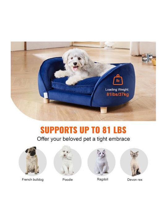 Vevor Pet Sofa Medium Size Dog Cat Soft Velvet Pet Sofa Load 81 Lbs Dark Blue