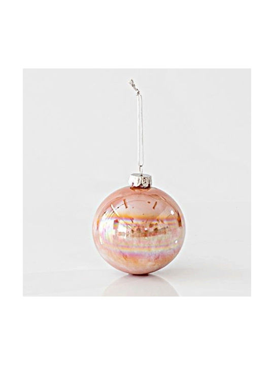 Hanging Ball Ornament Glass Pink Set 4pcs