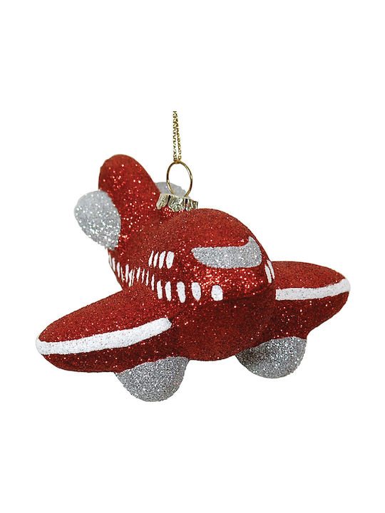 Toy Airplane Christmas Tree Ornament Red 10x12cm