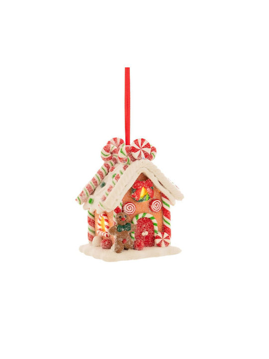 Hanging Ornament House Multicolour Illuminated 6.5x8cm