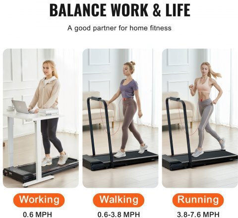 Vevor 2.5hp Laufband-Pad Elektrisch Faltbares Laufband für Fitnessstudio bis zu 120kg