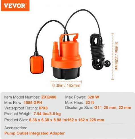 Vevor Water Pump 0.42hp QSSZBSL043HPS5JCBV2