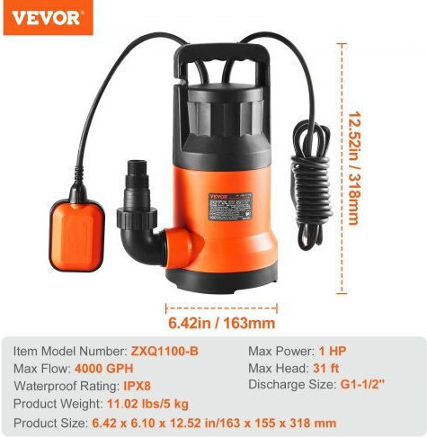 Vevor Water Pump 0.93hp QSSZBSL10HP08XUGUV2