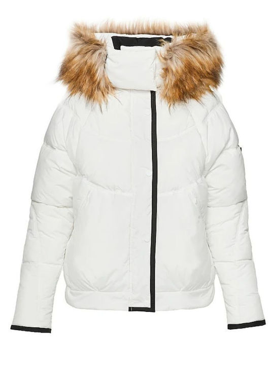 Kurz Damen Puffer Jacke für Winter White