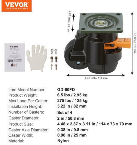 Vevor Rubber Rotating Wheel 25mm