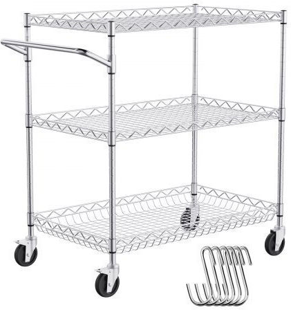 Vevor Commercial Kitchen Food Cart for Dish Baskets H82.296xW76.2xD45.72cm
