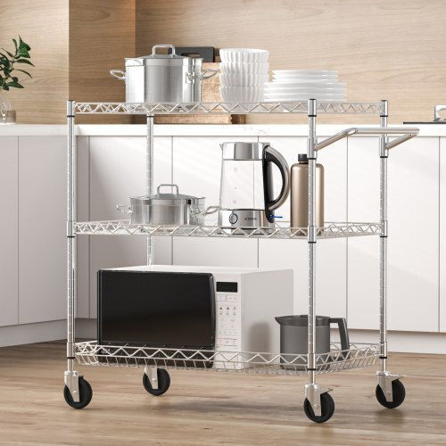 Vevor Commercial Kitchen Food Cart for Dish Baskets H82.296xW76.2xD45.72cm