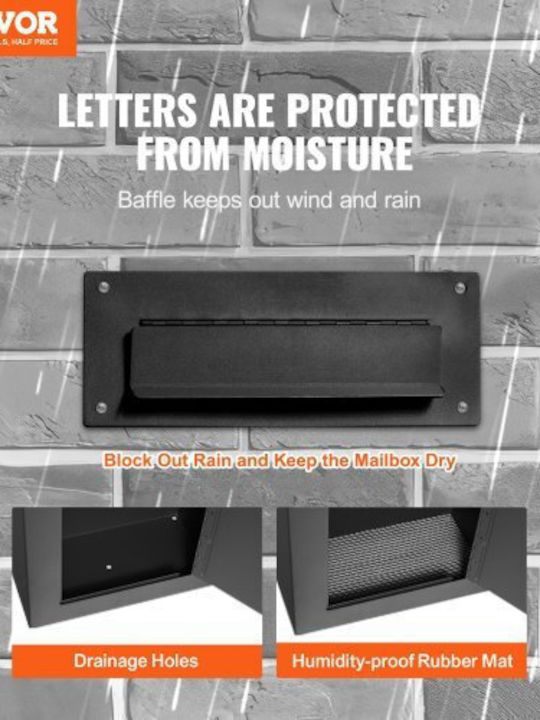 Vevor Outdoor Metal Mailbox in Black Color 33.02x17.78x43.18cm