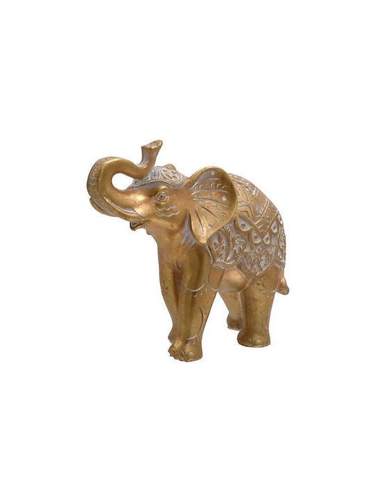 Table Decorative Polyresin Fylliana Elephant Gold-White Color 15x6x13cm