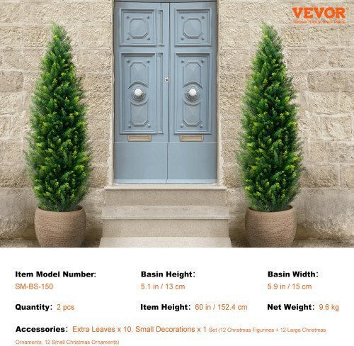 Set of 2 Artificial Cedar Trees 5' Vevor Indoor Outdoor Decoration UV Xsrgxjs60ycavomhcv0