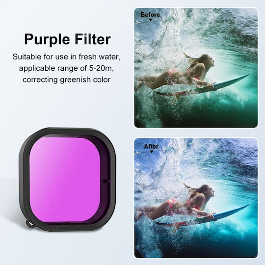 Puluz Pu901p Purple Diving Color Lens Filter Gopro Hero 12 Hero 13 Hero 10 Hero 9 Hero 11