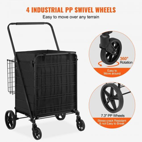 Shopping Trolley Black 11.176x11.176x11.176cm