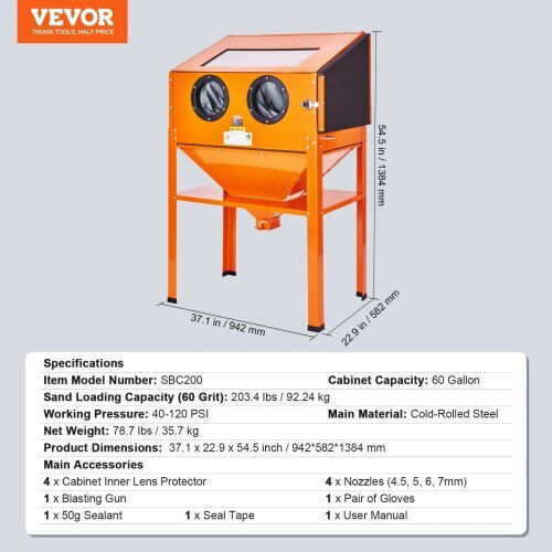 Vevor Кабинет за пясъкоструйка PSJ60JLW0000PHICYV2