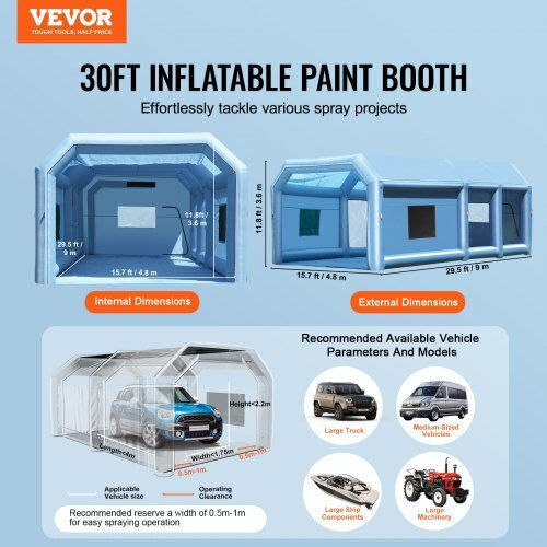 Vevor Vehicle Paint Booth with Blowers and Air Filter