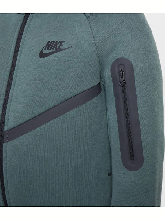 Athletische Kinder-Strickjacke  Tech Fleece Baumwolle mit Kapuze Grüne Sportswear Tech
