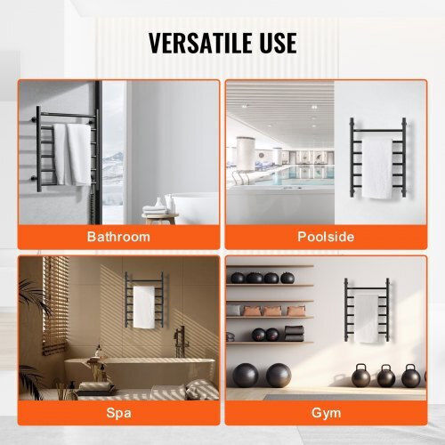 Vevor Electric Towel Rail 145W 61x50cm Black