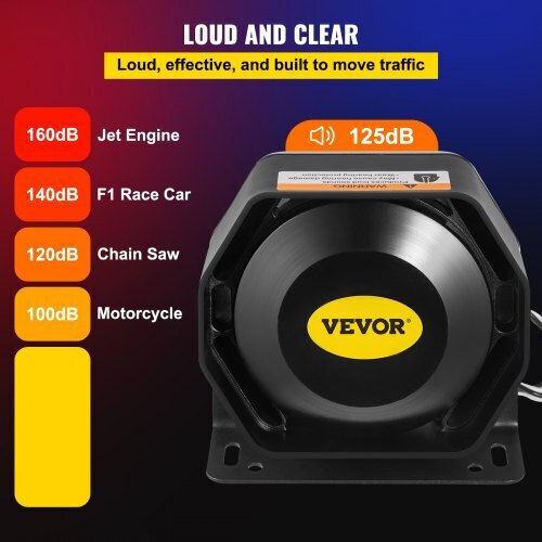 Sirena Poliție Vevor 200W 9-Tonuri Microfon Comutatoare Lumini Mașini Camioane de Pompieri Hhq200w9sdcz00001v0