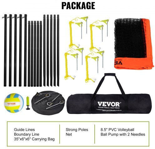 Vevor 4-Way Volleyball Net Adjustable Height Badminton Volleyball Portable Set with Carrying Bag Sfpqw1414yc0xfm07v0