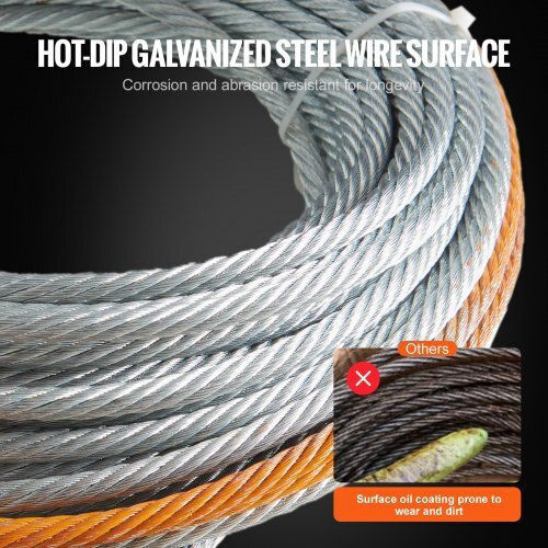 Galvanized Wire Rope Vevor 3/8"x50' Hook 15,200 Lbs Gsjpstg38incdwgmdv0