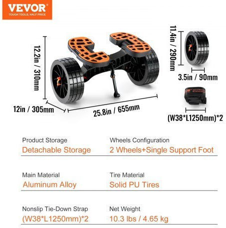 Vevor S320LBS10INCHRSSKV0 Τρέιλερ Μεταφοράς για Κανό & Kayak