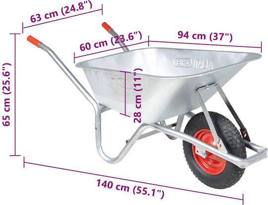 vidaXL Construction Cart Capacity 90L