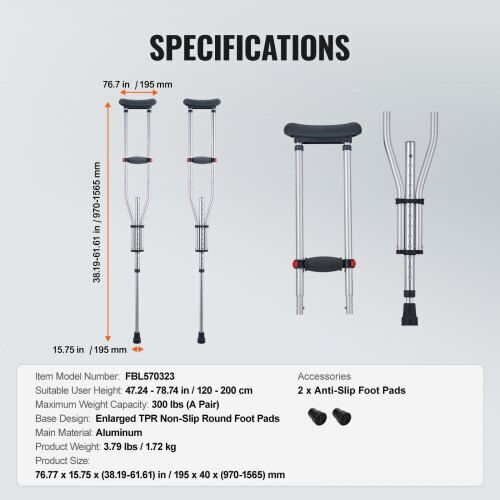 Vevor Πατερίτσα Μασχάλης YXGZLTPR1202HQF5RV0
