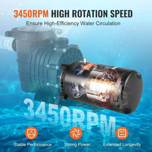 Vevor Pool Water Pump Filter Single-Phase with Power 0.75hp