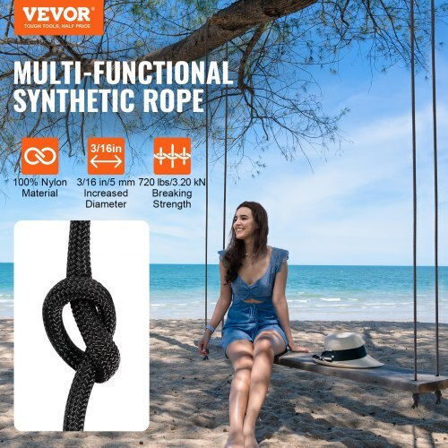 Vevor HCCLSNL316INDUEVBV0 Climbing Rope Black