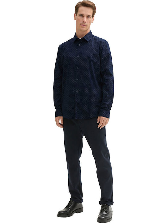 Langärmlig Hemd Polka Dot Navy