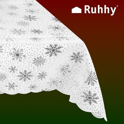 Ruhhy Weihnachtlich Tischtuch Stoff Weiß L220xB140cm.