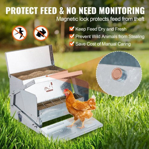 Vevor Automat Alimentator pentru Găini și Păsări cu Capacitate 11kg 48x40.5x28.5cm.