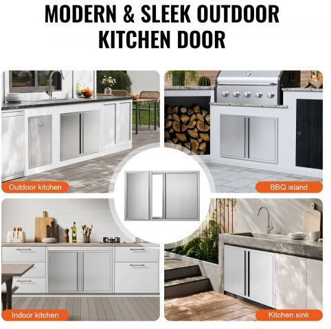 BBQ Door Vevor 914x610 mm Stainless Steel Double Outdoor Kitchen Door