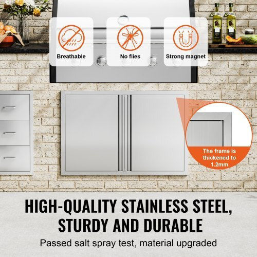 BBQ Door Vevor 914x610 mm Stainless Steel Double Outdoor Kitchen Door