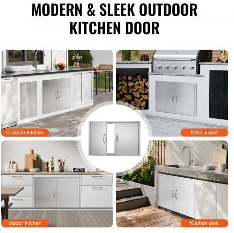 Vevor BBQ Door 889x610 mm Double Stainless Steel Outdoor Kitchen