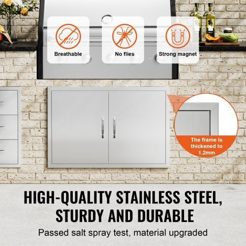 Vevor BBQ Door 889x610 mm Double Stainless Steel Outdoor Kitchen